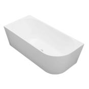 A and E Bath and Shower Classic Contemporary 59" Left Corner Acrylic Soaking Tub with Center Drain, Drain Assembly, and Overflow Glossy White